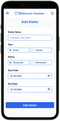 Add Visitor form