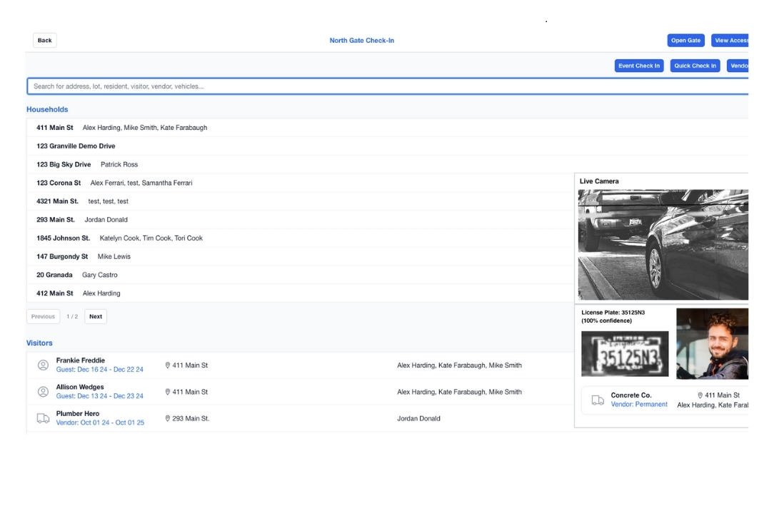 GoAccess Security Check-In Platform dashboard